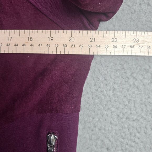 Chicos Purple Faux Suede Mixed Media Moto Jacket Size 2 Zip Pockets Lined - Picture 9 of 13